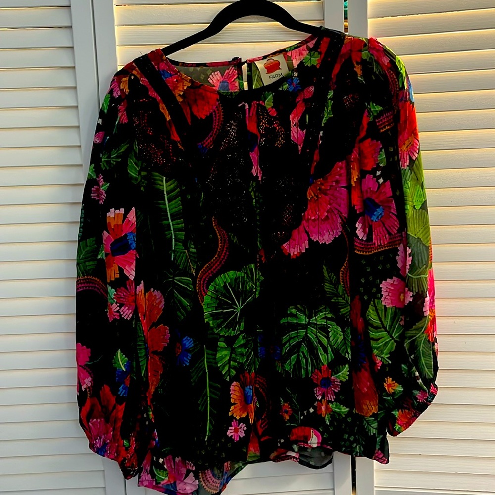 FARM Rio Blooming Garden Lace Trim Blouse (L)